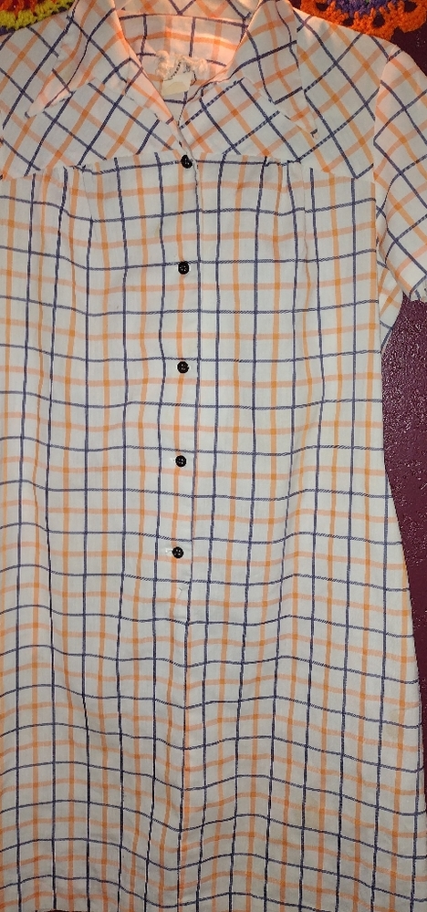 vintage Plaid button. Up dress
